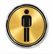 Etichetta MetalDrop Bagno Uomo Ø10 cm – Segnaletica WC Oro