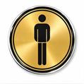 Etichetta MetalDrop Bagno Uomo Ø10 cm – Segnaletica WC Oro