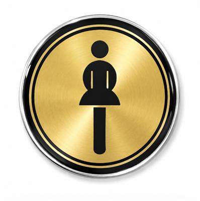 Etichetta MetalDrop Bagno Donna Ø10 cm – Segnaletica WC Oro