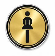 Etichetta MetalDrop Bagno Donna Ø10 cm – Segnaletica WC Oro