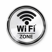 Etichette MetalDrop WiFi Zone Ø10 cm – Segnaletica Adesiva Metallo