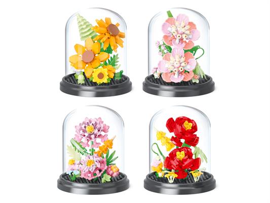 Costruzioni Mini Brick Flower con Teca – Expo 12 Pezzi Assortiti Lebez