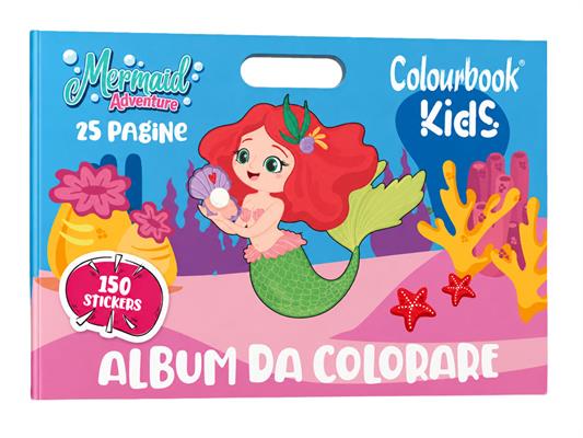 Album da Colorare Sirena Colourbook Kids con 150 Stickers - 6 pezzi