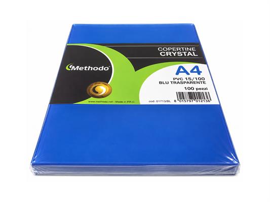 Copertine in Acetato PVC Trasparente Blu A4 150 Micron - Confezione 100 Fogli