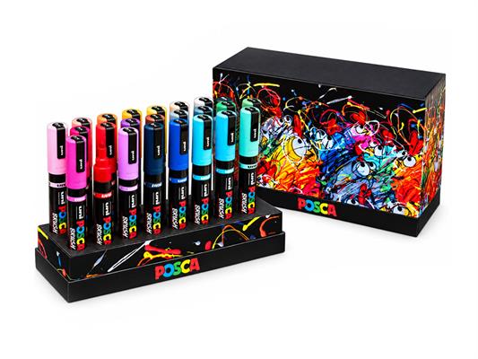 Espositore Posca Punta Brush Assortito – 72 Marcatori